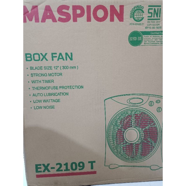 Box Fan Maspion EX 2109 / Kipas Angin Meja Kotak Maspion