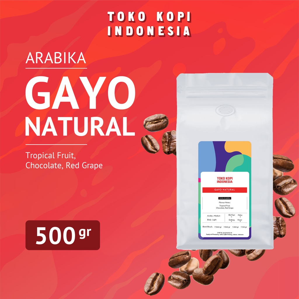 

Kopi Arabika Gayo Natural Arabica Specialty Coffee Bean 500gr Biji Bubuk