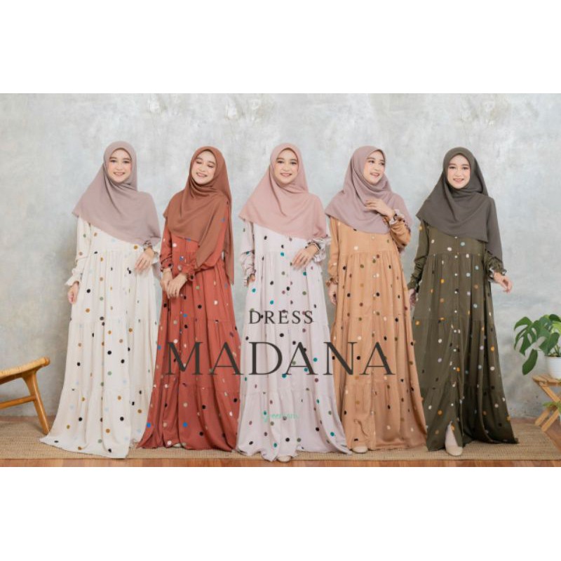 MADANA Dress GREENISM / Dress Lucu Polkadot / Casual Gamis