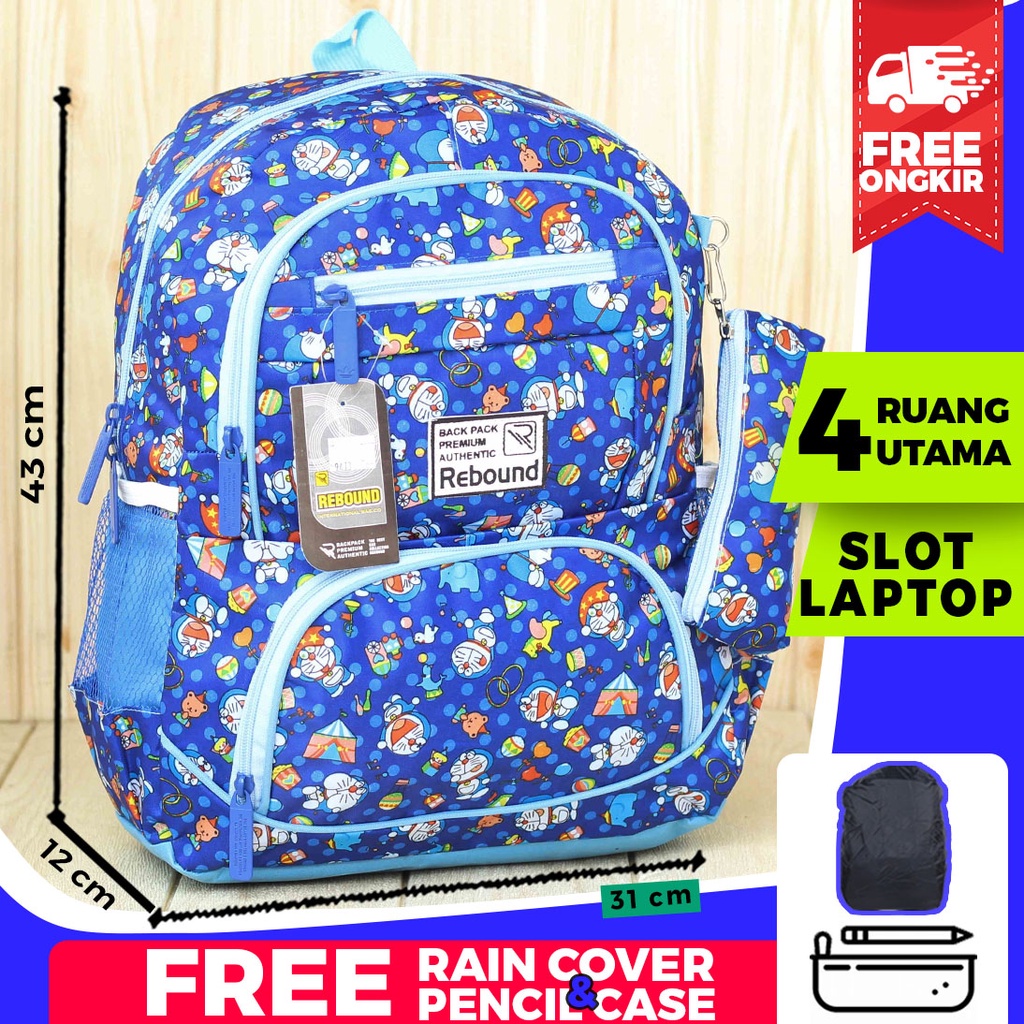 Tas Ransel Anak Laki Laki SD TK PAUD Ransel Sekolah Gendong Kekinian Terbaru Lucu Imut Bagus Karakter Gambar Kartun Rebound Doraemon