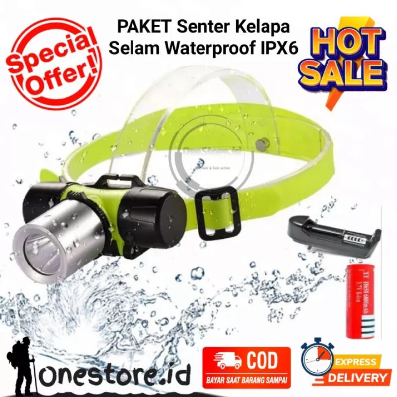 Senter Selam LONGDA 109 Light Senter Kepala Diving Flashlight  Senter Anti Air Untuk Menyelam