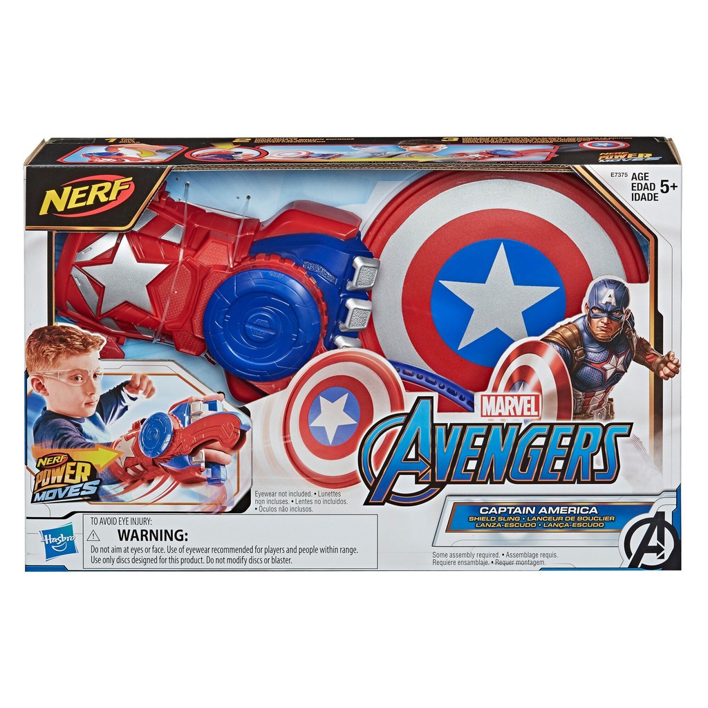 NERF Power Moves Marvel Avengers Captain America Shield Sling