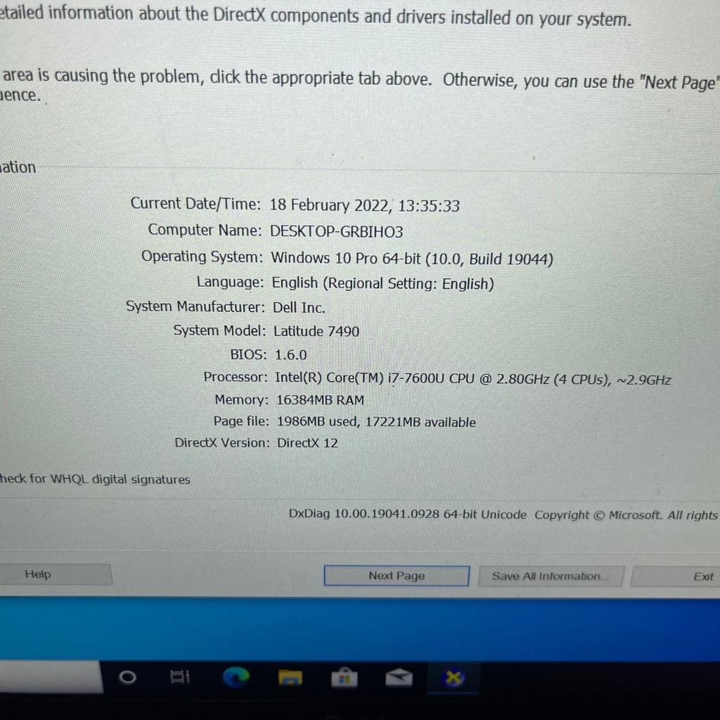 Dell latitude 7490 Core i7 76000 2.8GHz Ram 16 GB SSD 512 GB GEN 6