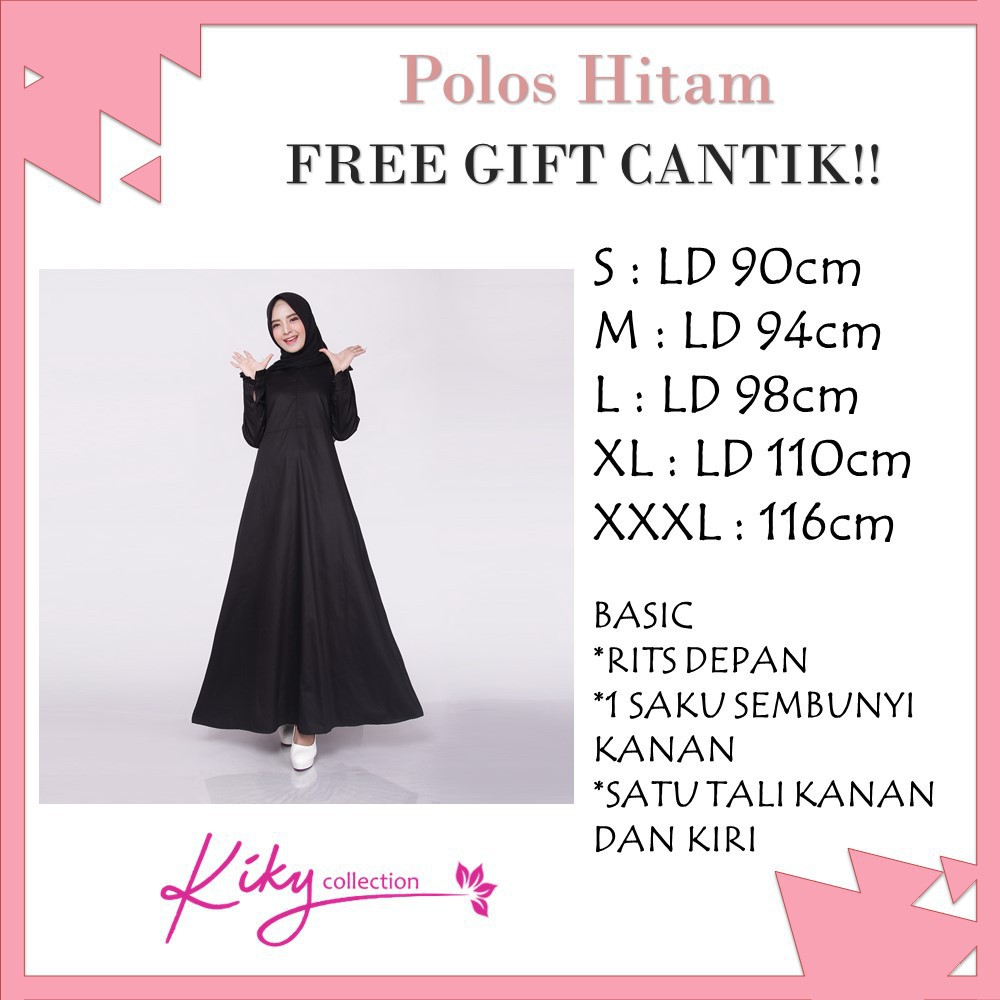 Promo Terbaru Gamis Katun Jepang Ori POLOS HITAM