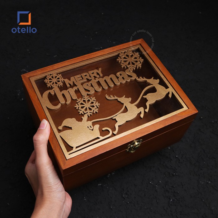 Woodlic Wooden Box Kayu Akrilik Kotak Natal Hampers Christmas Parcel