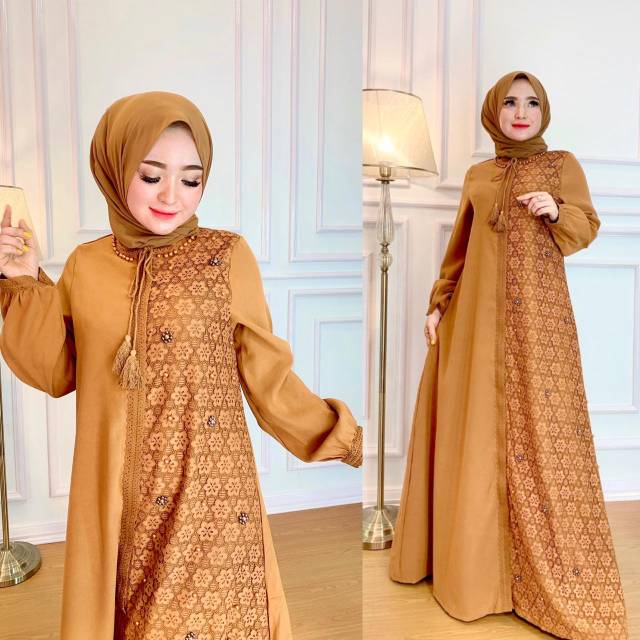 Dress suede brukat Shellasaukia