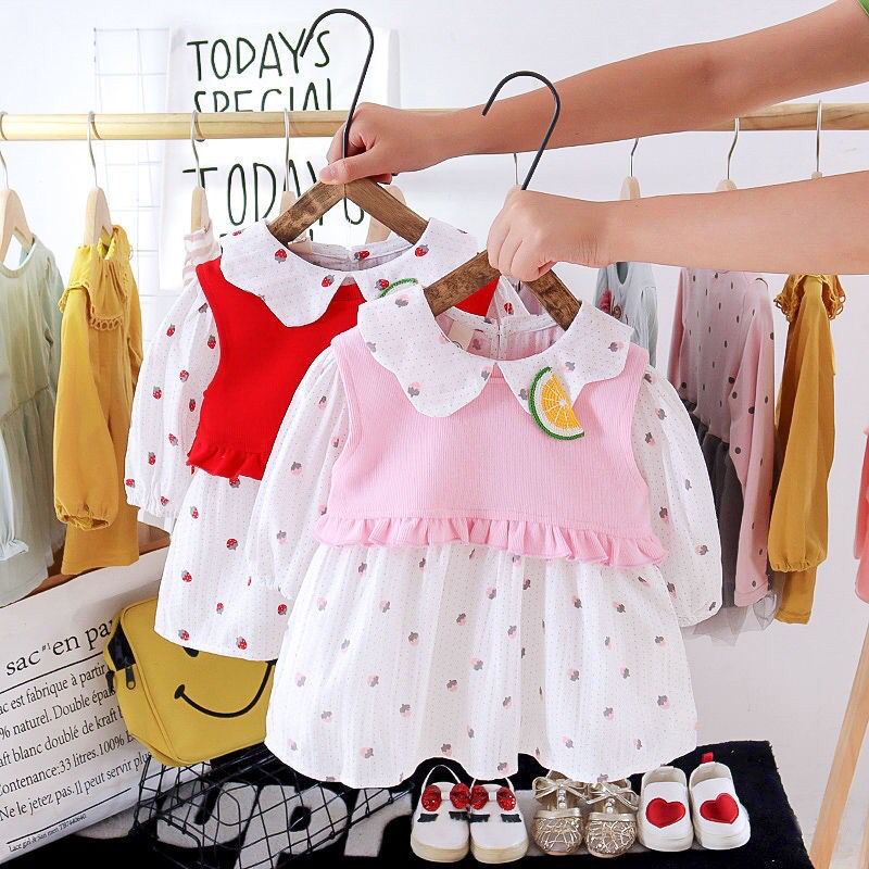 BARU! LIA024 - 2in1 Dress Korea Bayi 0-2 tahun Perempuan Fashion Terlaris Baju Pesta Pergi Jalan