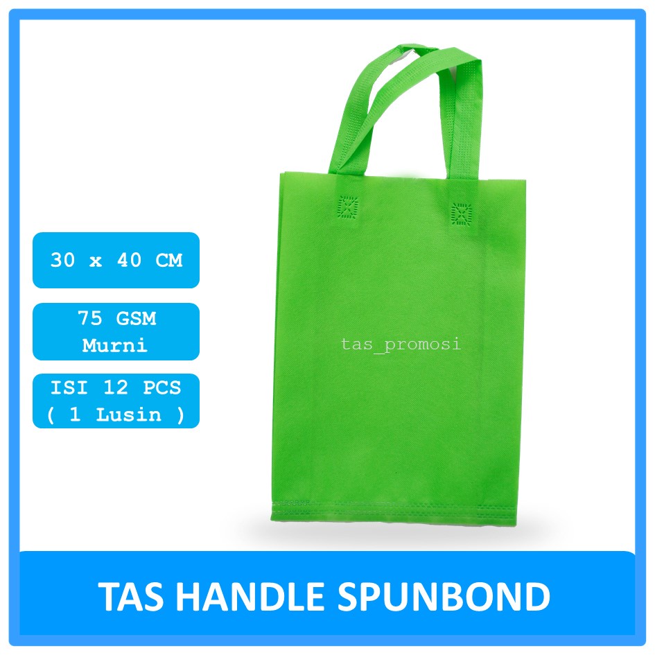 Goodie bag Spunbond Handle 30x40 Hijau Muda Satuan / Tas Spunbond Polos