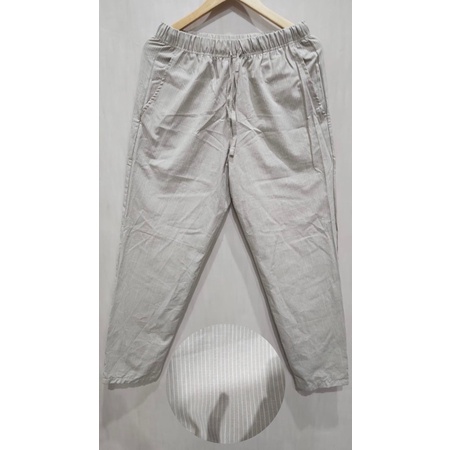 UN*QLO Cotton Relax Pants-Khaki Stripes