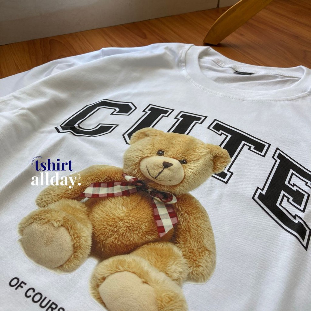 Tshirtallday Kaos Premium Pria &amp; Wanita 100% Cotton Combed bis Oversize CUTE BEAR