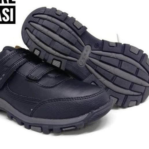 *(TERLARIS) Sepatu Sekolah Anak Laki-laki Lelaki Perempuan Ando Morgan Lite Velcro TK SD SMP HITAM *