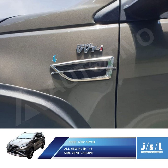 Side Vent Air Flow Samping Mobil Rush Terios 2007 2010 2015 2018 2020 2022 2023 Chrome