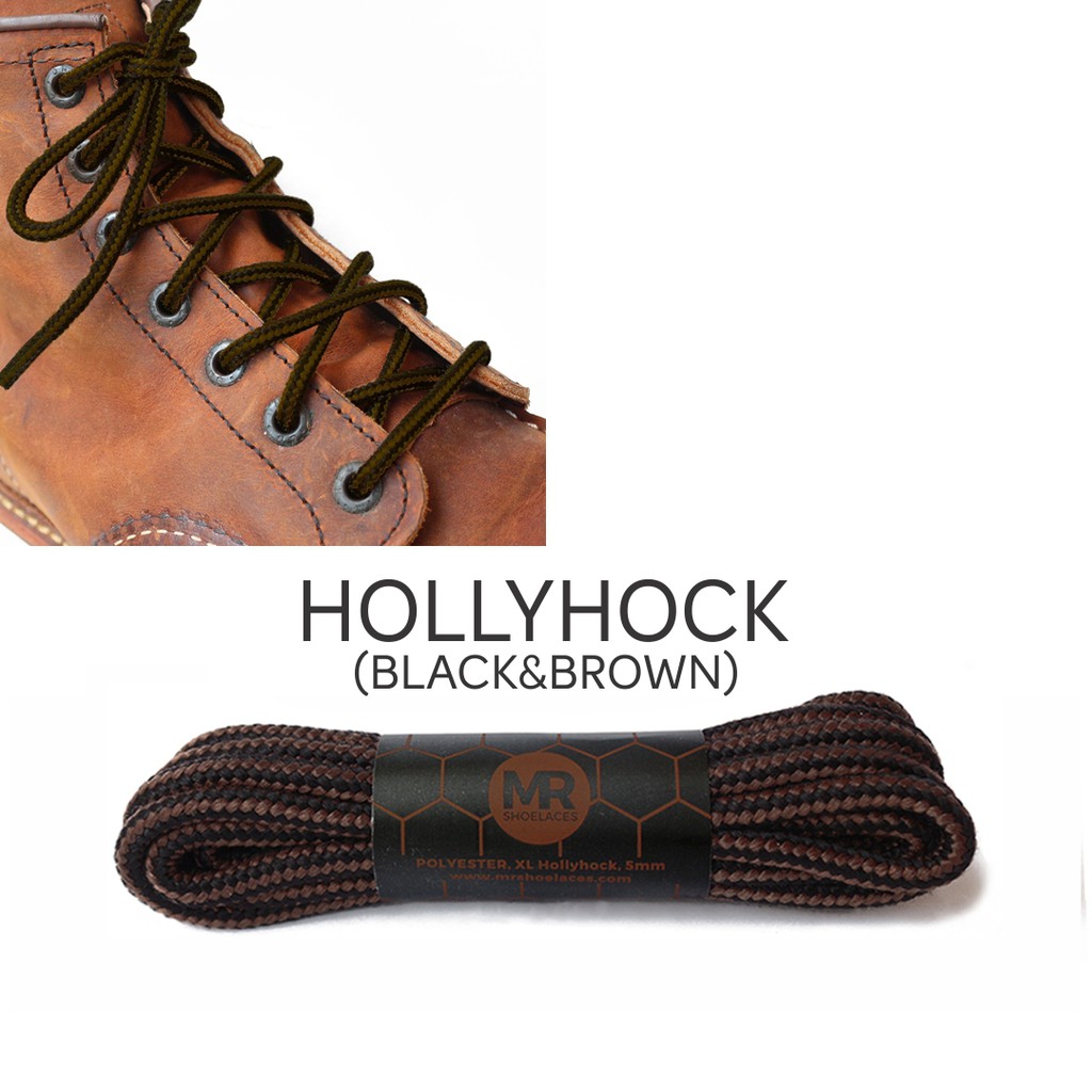 MR Shoelaces CR07 Hollyhock (Hitam Coklat) Tali Sepatu Bulat Corak / Motif 5-6mm 80cm 90cm 100cm 120cm 150cm 200cm - Premium Shoelace