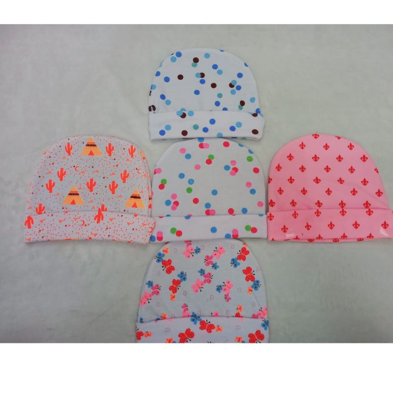 1 Pcs Baby MochaTopi bulat Motif Bayi 3-6M