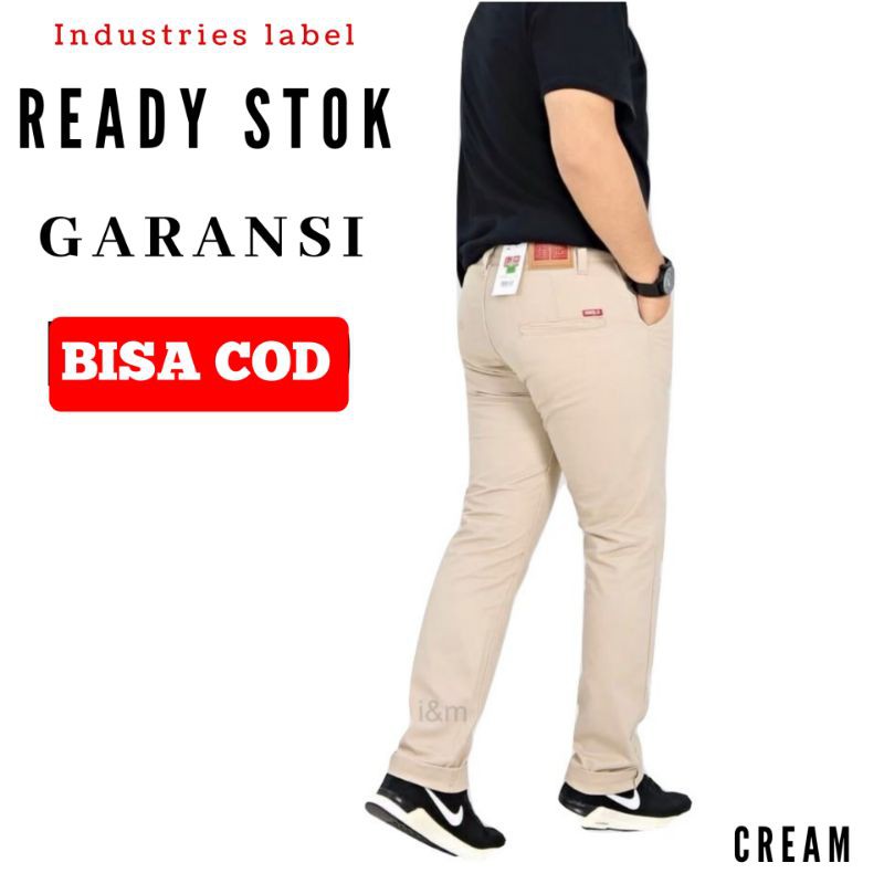  Celana  panjang pria celana  chino  panjang cowok warna cream 