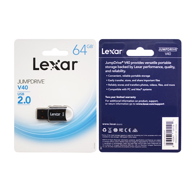 ORIGINAL LEXAR FLASHDISK 64GB JumpDrive V40 USB Flash Drive