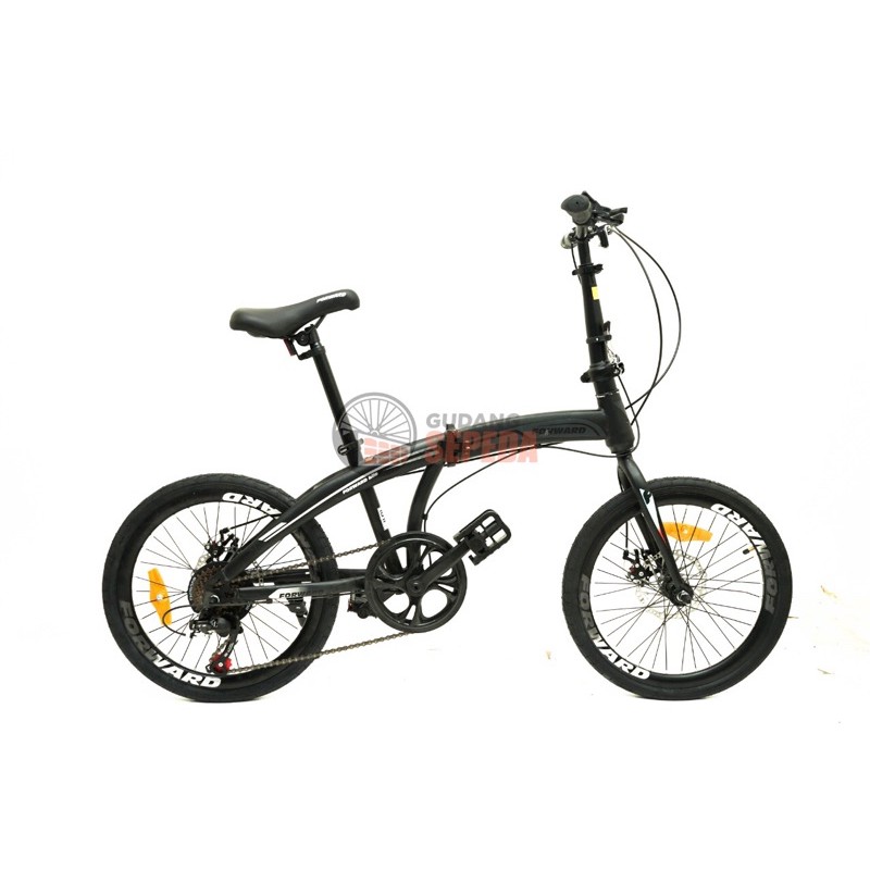 Sepeda Lipat Forward City 20 inch 7 Speed SNI termurah kredit COd Cicilan gojek murah folding bike-Black Silver