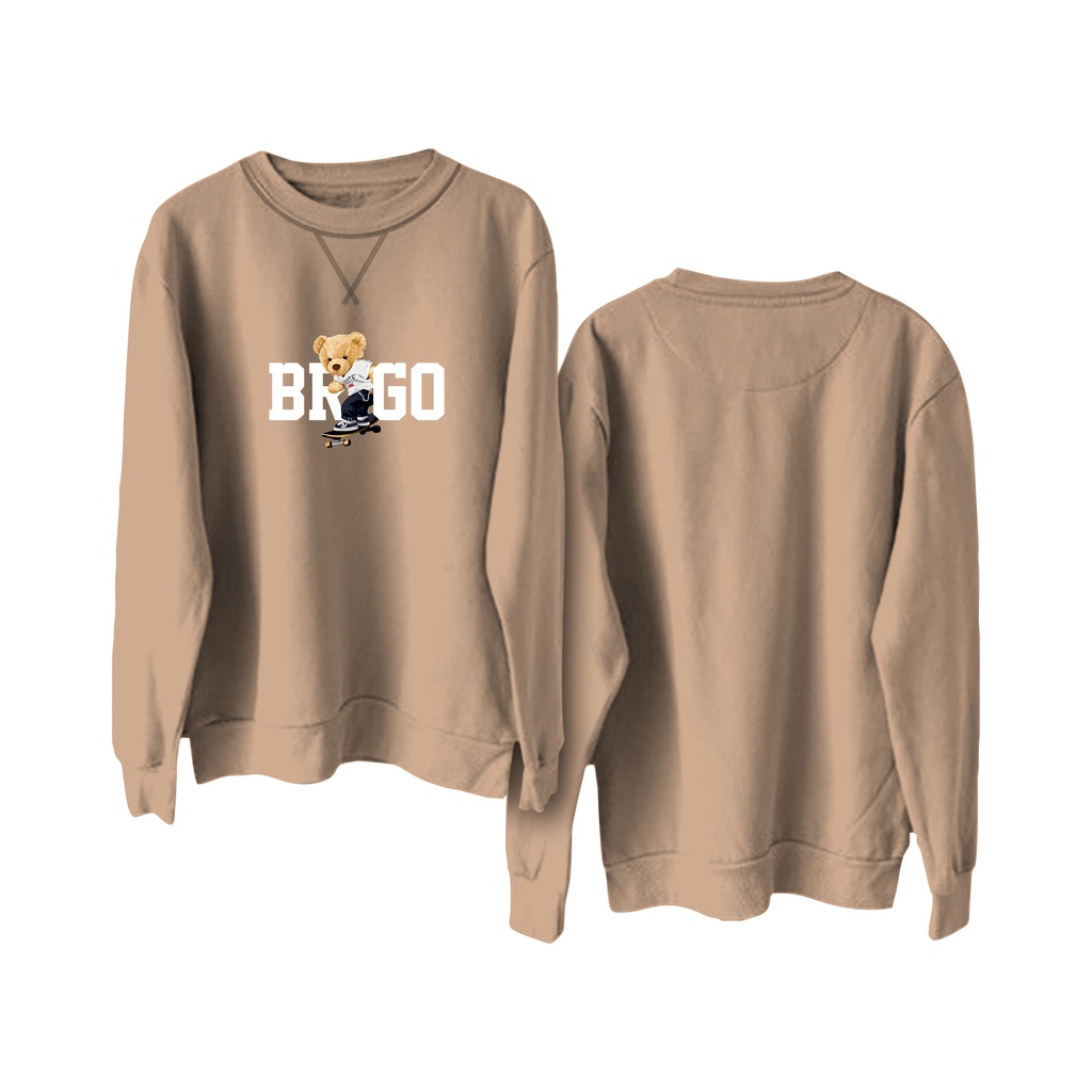 Sweater Crewneck BRIGO Sablon DTF Fleece Cotton || BRIGO Basic Sweatshirt Beruang Skateboard M-XXL (Pria &amp; Wanita) Free stiker&amp;Gantungan Kunci