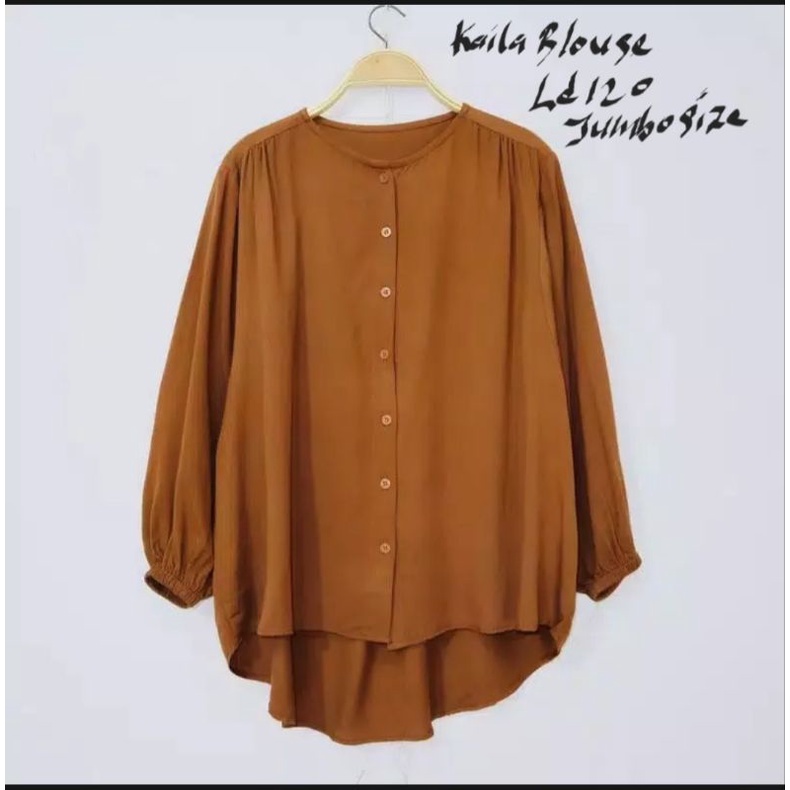 KAYLA BLOUSE/ATASAN JUMBO/BLOUSE JUMBO/LD120/BIG SIZE/ATASAN KEKINIAN/BUSUI/KANCING AKTIF/COD!!!