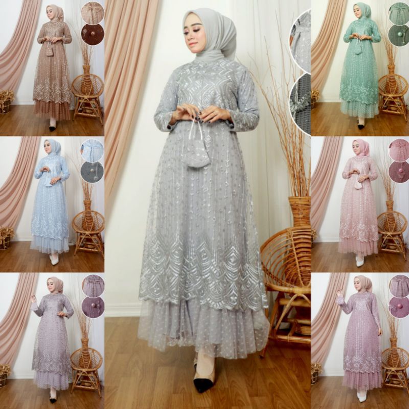 GAMIS NAIMA | BAHAN TILLE BORDIR MUTIARA | By Balli Kebaya