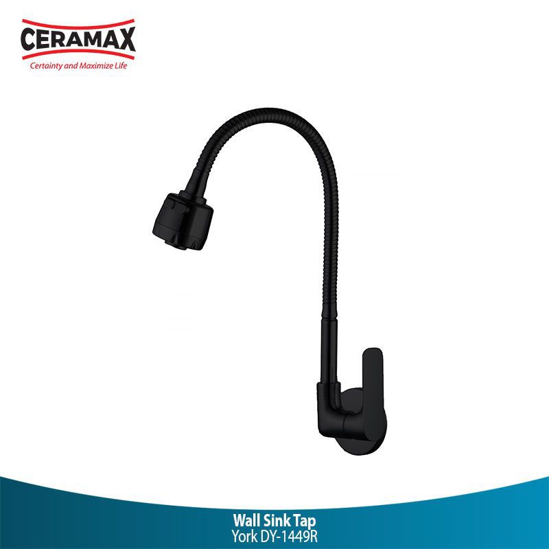 kran FLEXIBEL cuci piring ceramax / Keran Dapur Fleksibel Ceramax York Dy-1449R Hitam Wall Mounted