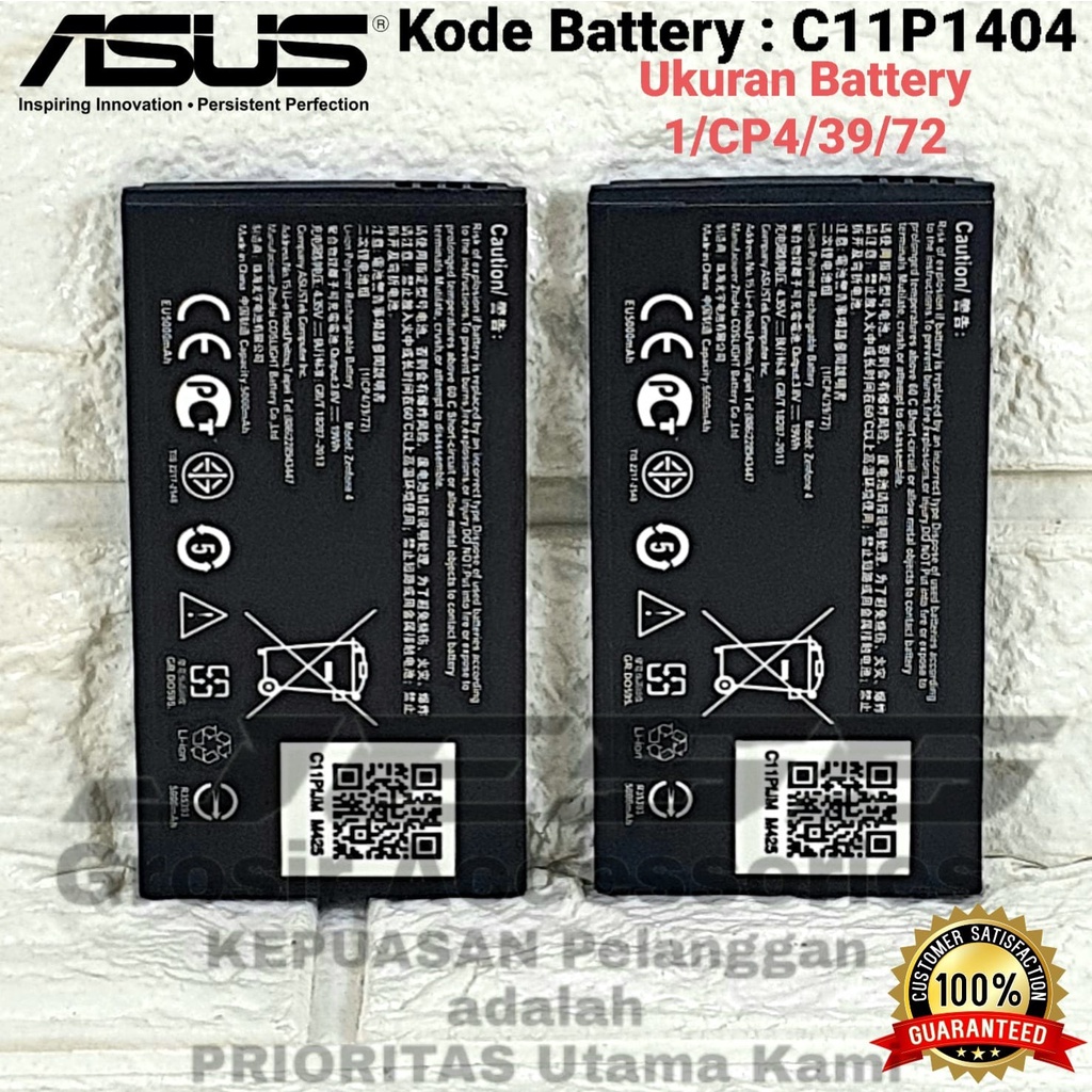 Baterai Battery ASUS Zenfone 4 - T001 - A400CG Kode Batre C11P1404 - B11P1320 - C11P1320 Original