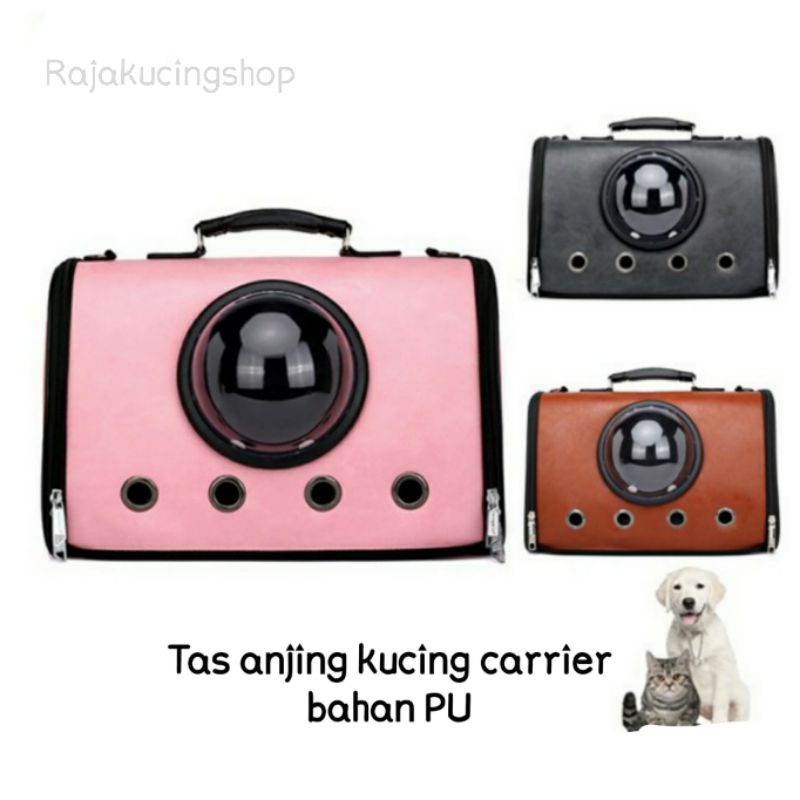 Tas kucing anjing travelling pet carrier bahan PU