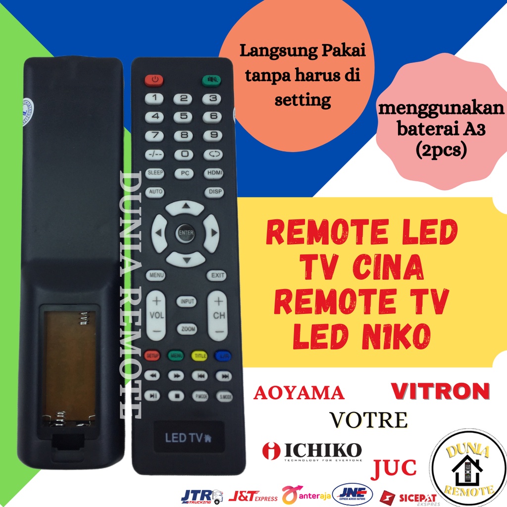 Remot Remote LED TV CHINA Lcd Led jucc N1KO 1CHIKO aoyama tanpa setting