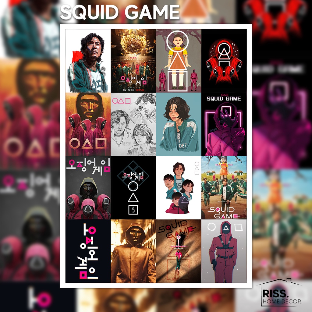 [16 pcs] Squid Game poster 16 pcs / poster aesthetic dekorasi kamar