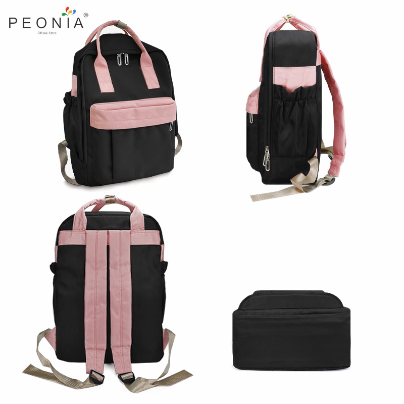 Peonia PNA SAVINA Ransel Korea Tas Wanita Laptop Punggung Import Kantor Kerja Sekolah Kuliah Outdoor Trendy Fashion Style Travel Casual Backpack Anak Remaja Perempuan Selempang Cewek Bag-4
