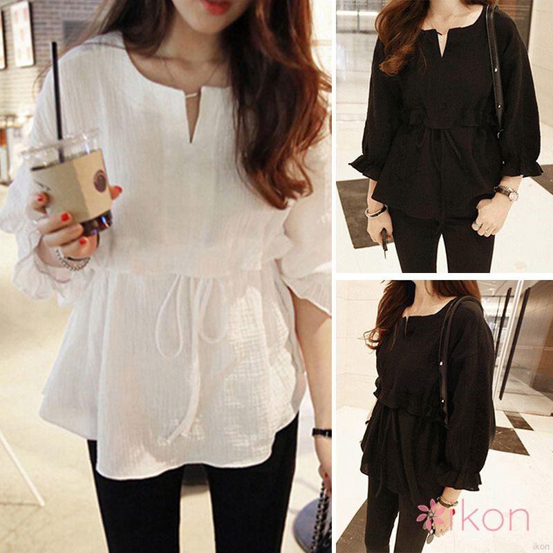 Dress Model  Longgar Lengan Flare dengan Tali Pinggang  