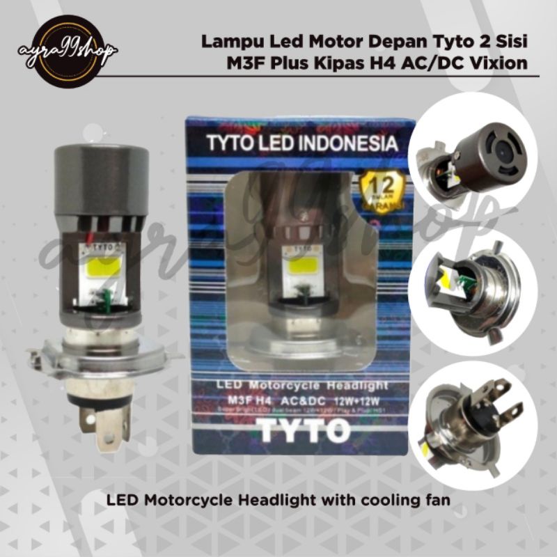 LAMPU H4 TYTO LED MOTOR TYPE 2 SISI MPF + KIPAS AC/DC VIXION