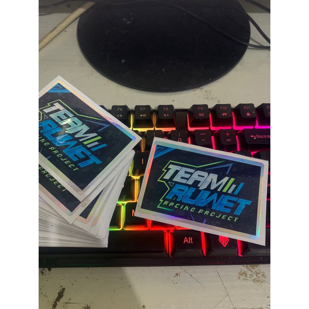 stiker team ruwet racing project hologram princut cutting UV