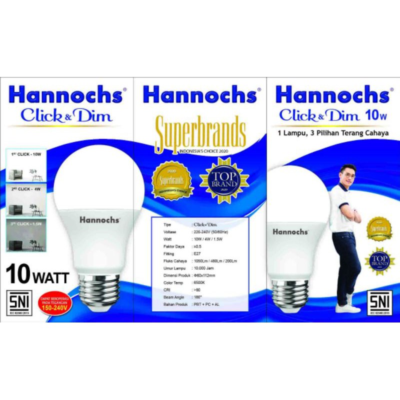 Lampu LED Click and Dim 10 Watt Hannochs