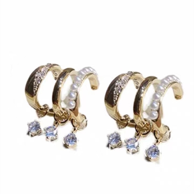 Anting S925 Silver Needle Aksen Mutiara Berlian Imitasi Gaya Korea Vintage Untuk Wanita