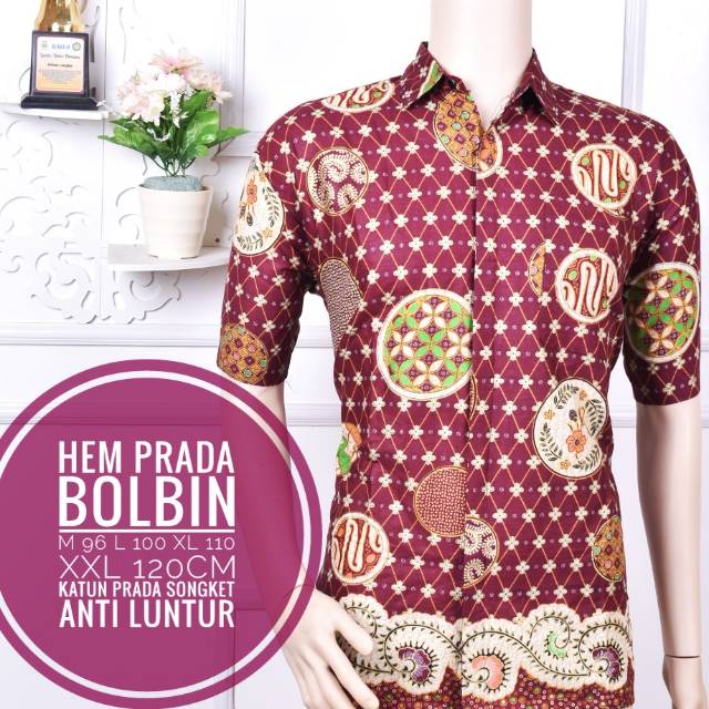 Hem kemeja batik prada songket seragam murah grosir