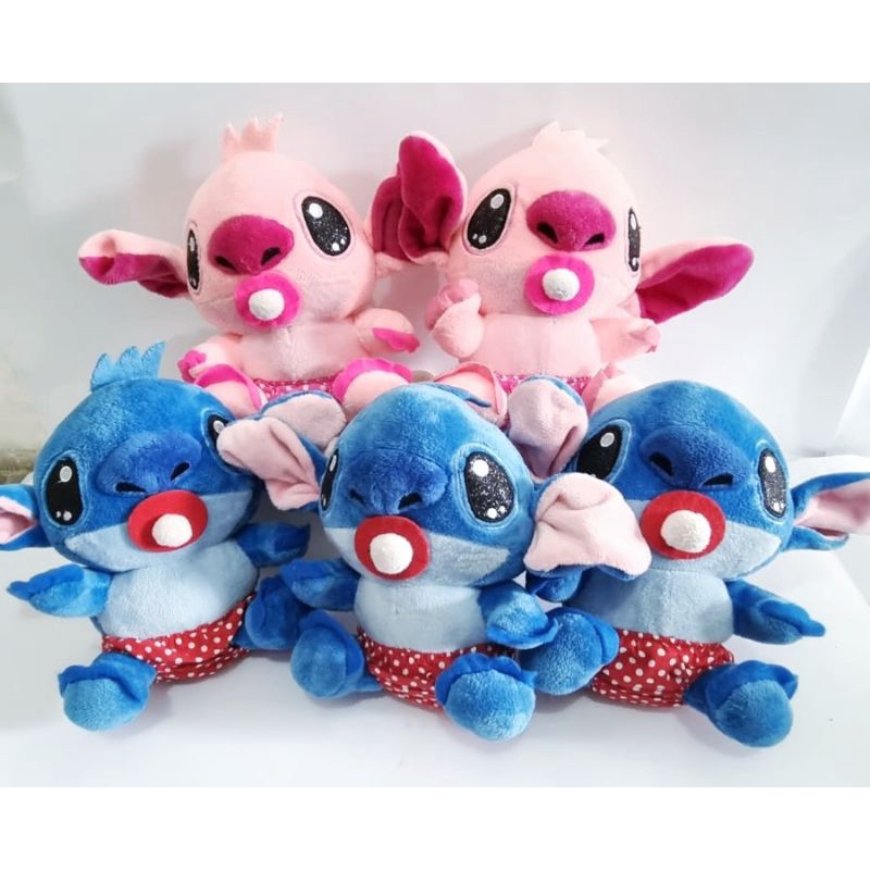 boneka baby stitch blue pink dot