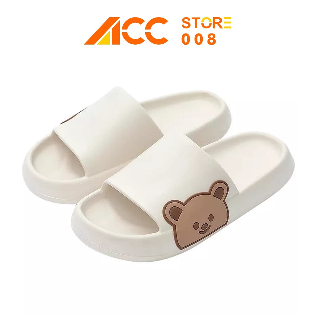 Sandal slip on Motif EF10 Bear Brown Tebal Empuk Cute Bear Slip Slop Sendal Wanita / PRIA ACC