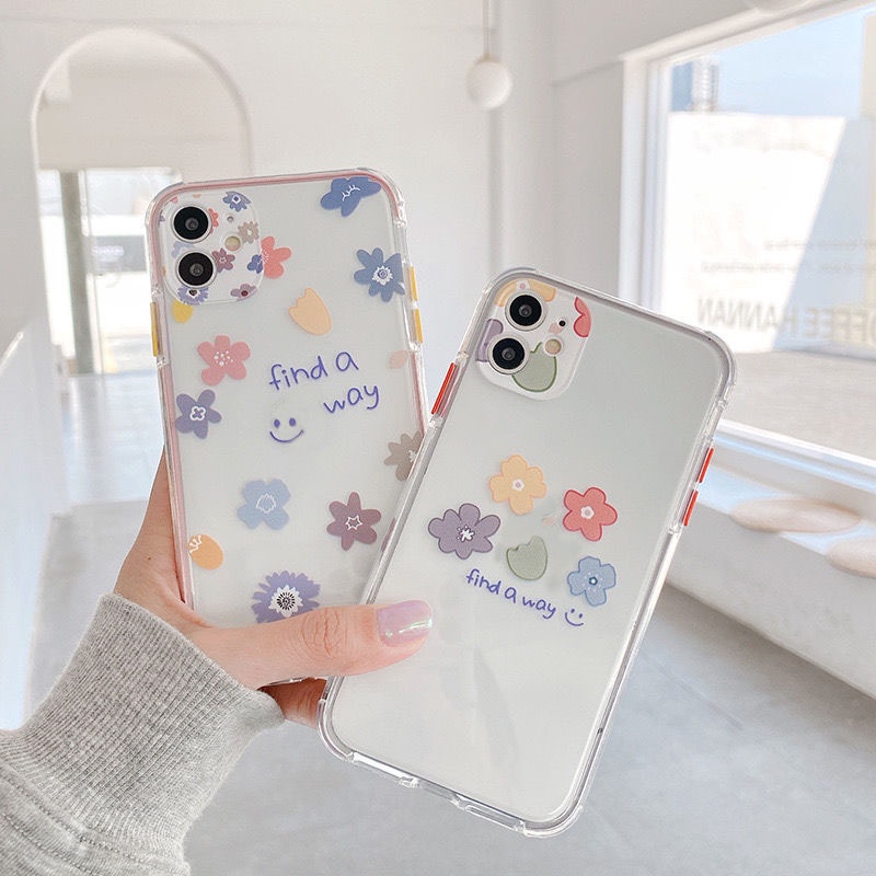 Transparent Flower Pattern Phone Case   For Iphone 11 12 Pro Max 7 8 Plus X Xs Xr Xsmax 7plus 8plus Soft Silicone cover