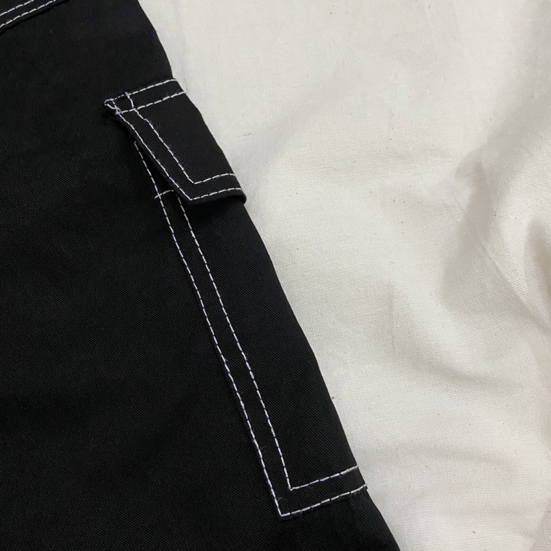 CLOTHIER - Black Stitched Cargo Pants