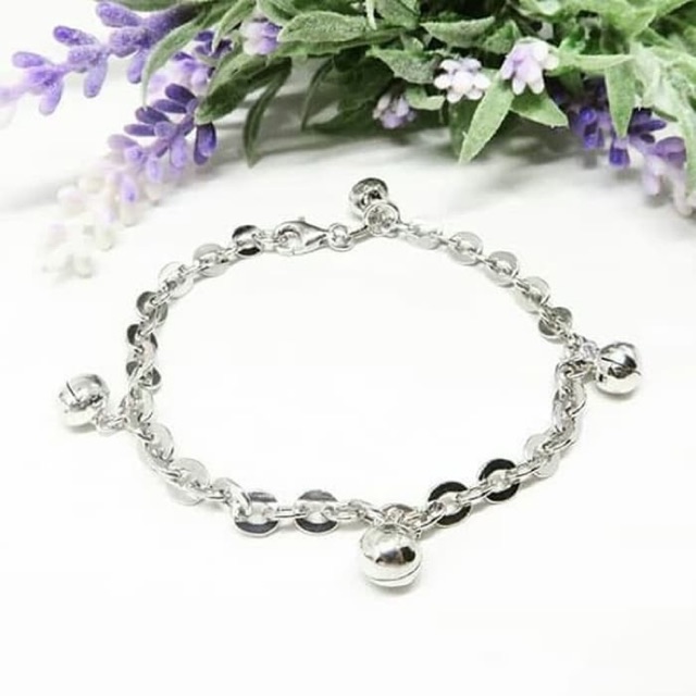 JBCGT017 GELANG ANAK BAYI BALITA NORI JUMBO 4 LONCENG PERAK SILVER 925 LAPIS EMAS ASLI ORIGINAL