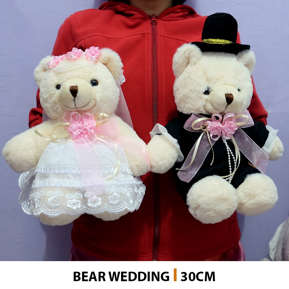 boneka teddy bear couple (2 pcs) wedding impor souvenir nikah kado lempar nikah