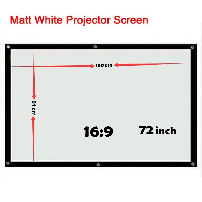 LAYAR PROYEKTOR 72 INCH, UKURAN 160 x 91 CM (SCREEN PROJECTOR)