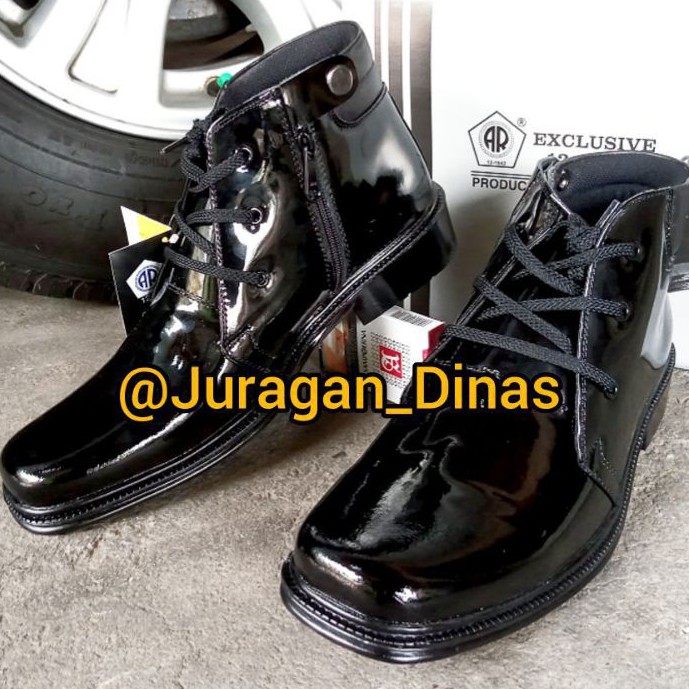 SEPATU PDH PERWIRA TNI POLRI SATPAM SECURITY AR EXCLUSIVE 1912s TALI + RESLETING SAMPING HITAM KILAP