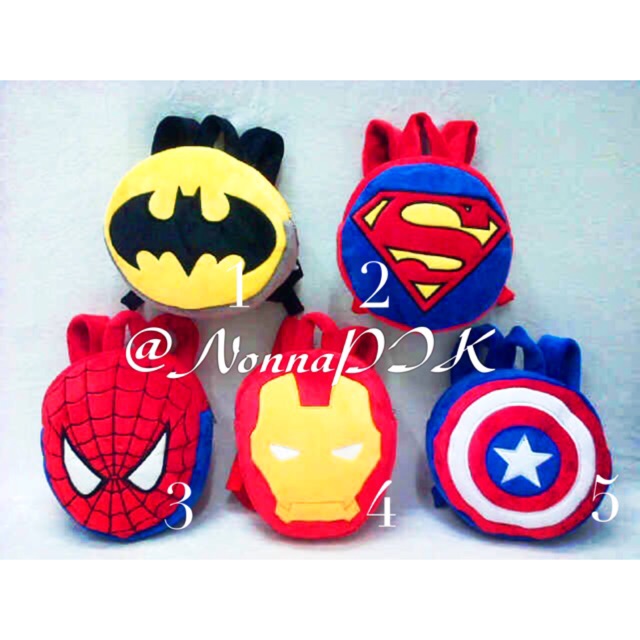 Tas Ransel Anak Bulu Karakter / Ransel Boneka Karakter Superhero Avengers Spiderman TK