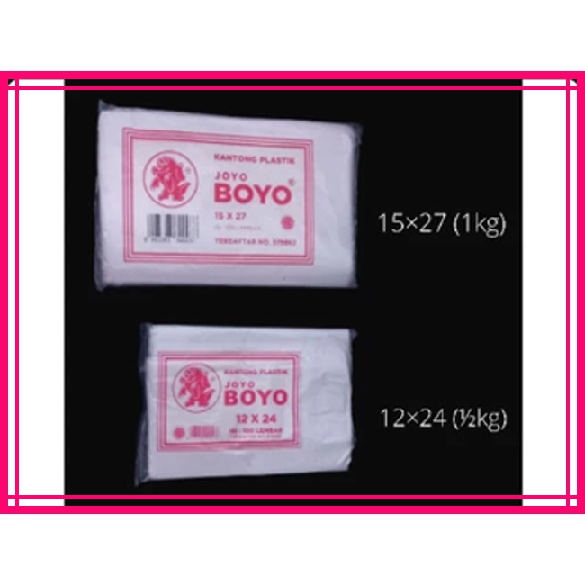 Kantong Plastik PE HD Joyo Boyo / Plastik ES 1kg 15x27  Tahan Panas