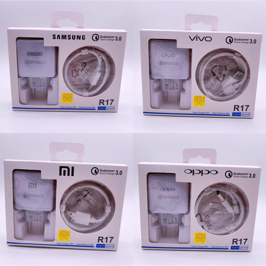 Tc R17 branded oppo, vivo, samsung, realme, xiaomi fastcharging 3.1a for Micro Usb Charger