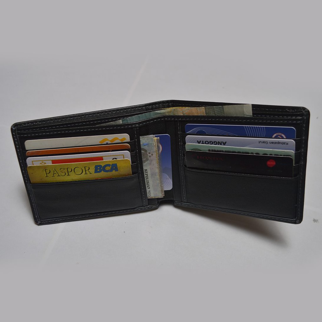 dompet pria kulit sapi asli bifold wallet - dompet lipat warna hitam