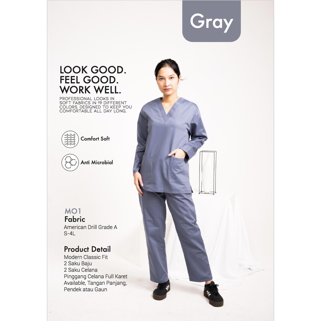 BAJU OK MEDELLIN / BAJU OKA , BAJU JAGA / SCRUB MEDIS , BAJU PERAWAT LENGAN PANJANG (UNISEX)