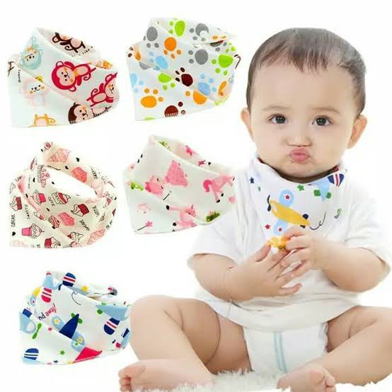 Bib Segitiga / Slaber Segitiga Bolak-Balik Pakai Kancing - Slaber Bayi - Celemek Bayi